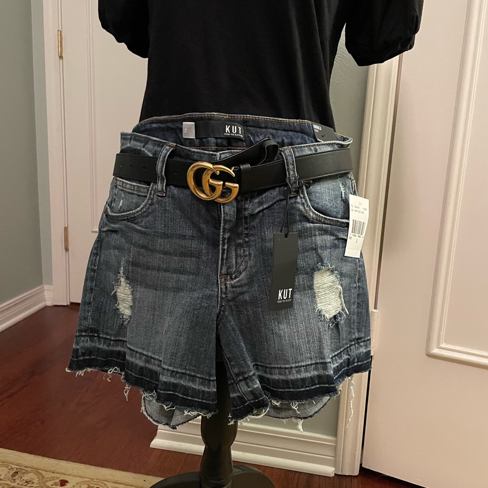 NWT, Distressed Released Hem Denim Shorts, Size 2